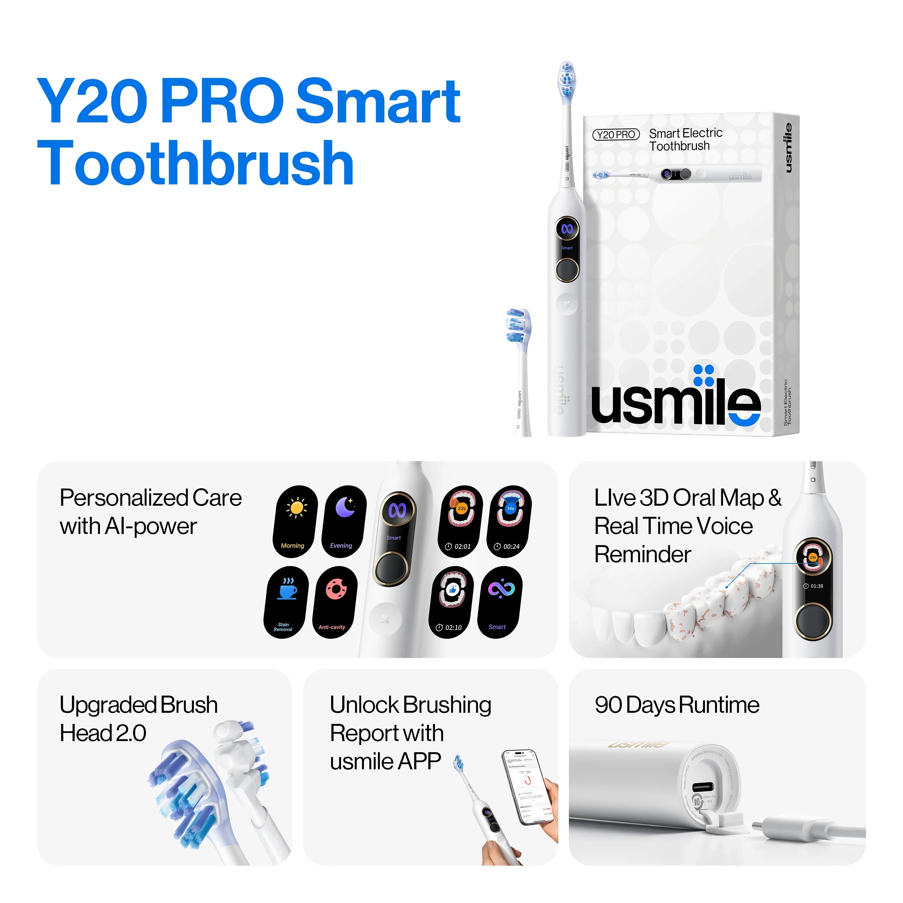 usmile Y20 PRO Brosse à dents électrique x C10 hydropulseur dentaire
